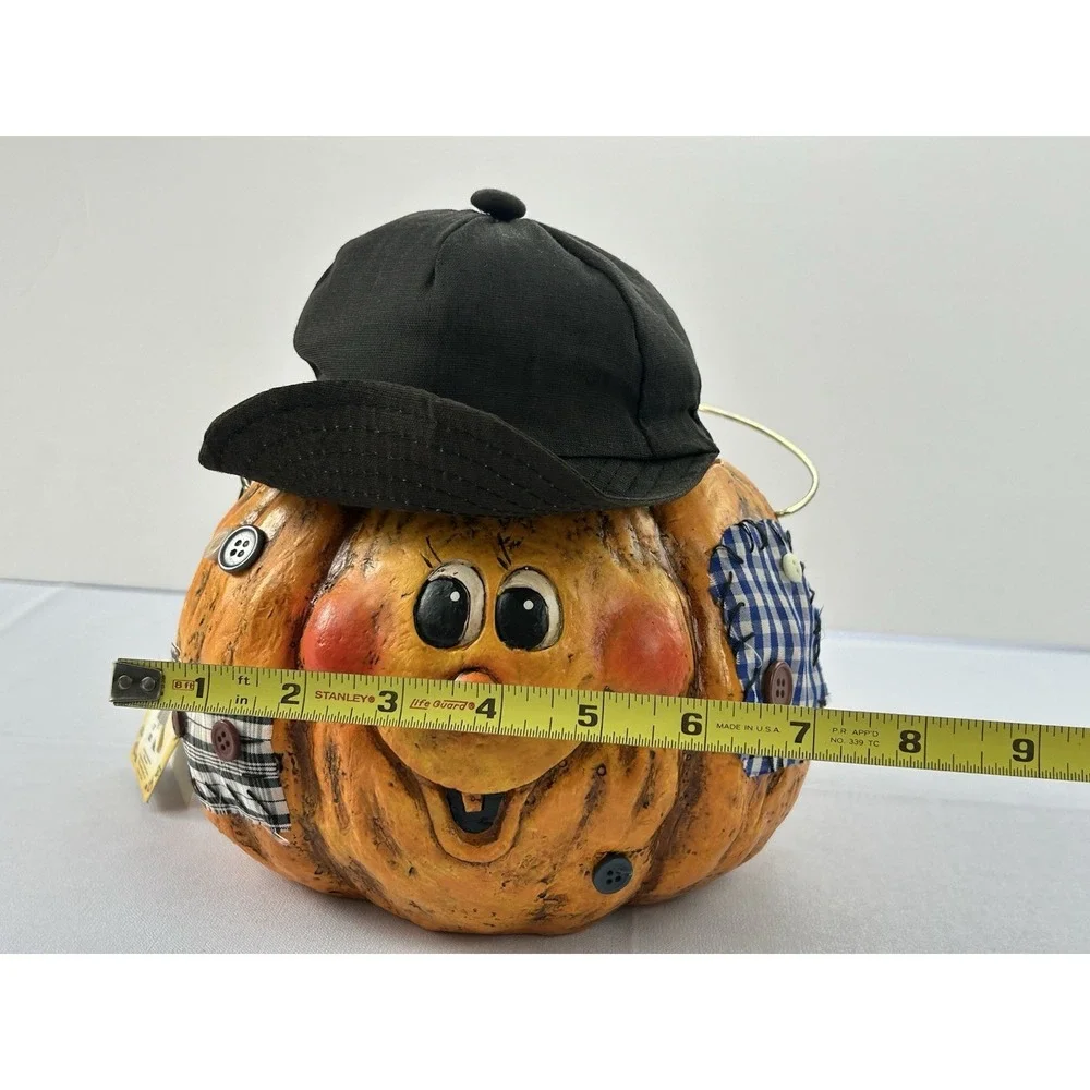 Cracker Barrel Halloween Pumpkin Candy Bucket Basket Folk Art Decor w/ Tag